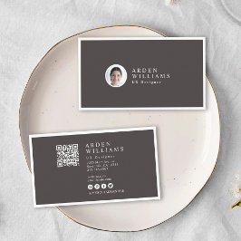 モダンミニマルシンプルプロフェッショナルQRコード写真 名刺