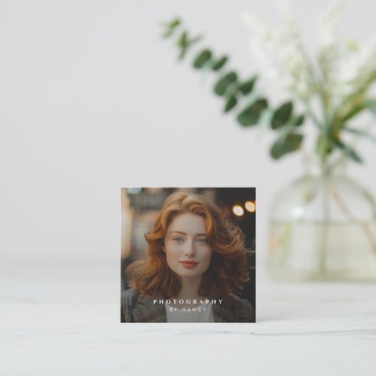 モダンミニマルシンプル写真 スクエア名刺 (スタンド正面)