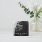 モダンミニマルシンプル写真QRコードプロフェッショナル スクエア名刺 (スタンド正面)