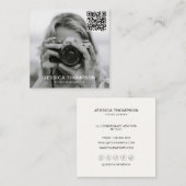 モダンミニマルシンプル写真QRコードプロフェッショナル スクエア名刺 (正面/裏面)