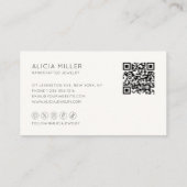 モダンミニマルシンプル手書きQRコードハート 名刺 (裏面)