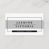 モダンミニマルシンプル淡い色の縁どグレイ帯 名刺 (正面)