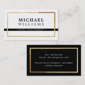 モダンミニマルシンプル男らし金ゴールド縁ど黒 名刺 (正面/裏面)