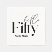 モダンミニマルシンプル白黒50歳 スタンダードカクテルナプキン (正面)