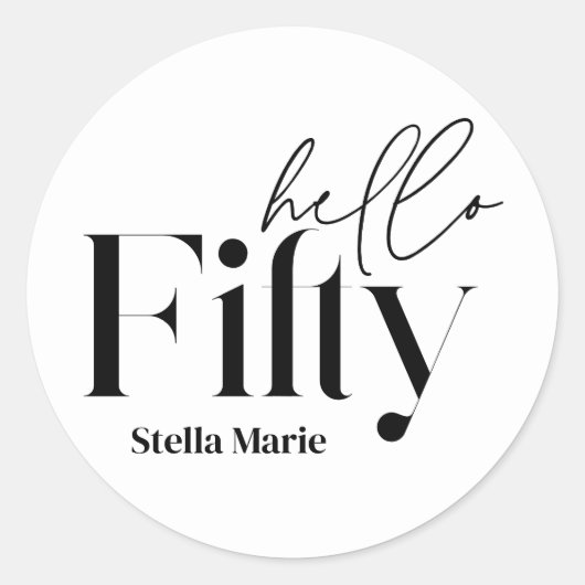 モダンミニマルシンプル白黒50歳 ラウンドシール (正面)