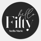 モダンミニマルシンプル白黒50歳 ラウンドシール (正面)