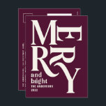 モダンミニマルシンプル祭 シーズンポストカード<br><div class="desc">レトロモダンミニマルヴィンテージグラフィックタイポグラフィブルゴーニュ・メリー・クリスマス・ホリデー・カード。おもしろいのはっきりした休日コレクションの一部。</div>