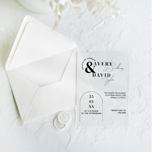 モダンミニマルシンプル結婚s. アクリル招待状