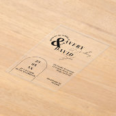 モダンミニマルシンプル結婚s. アクリル招待状 (レイダウン)