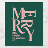 モダンミニマルシンプル緑ピンク ワインラベル (シングルラベル)