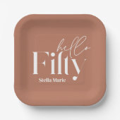 モダンミニマルシンプル誕生日50日 ペーパープレート (正面)