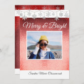 モダンミニマルシンプル金Metalic Red Christmas Anno 案内状 (正面/裏面)