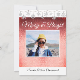 モダンミニマルシンプル金Metalic Red Christmas Anno 案内状