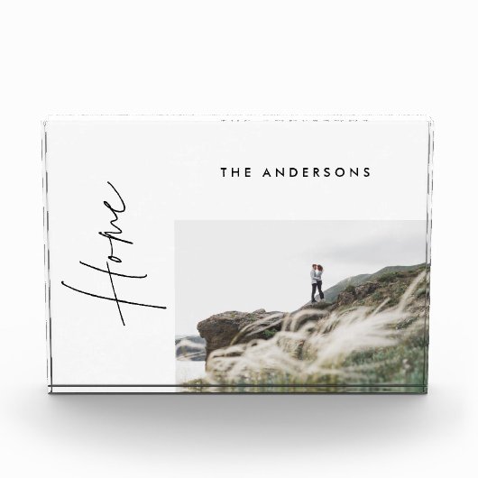 モダンミニマルシンプル黒のホーム写真の家族のギフト フォトブロック (正面)