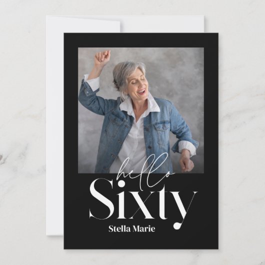 モダンミニマルシンプル黒白60歳 招待状 (正面)