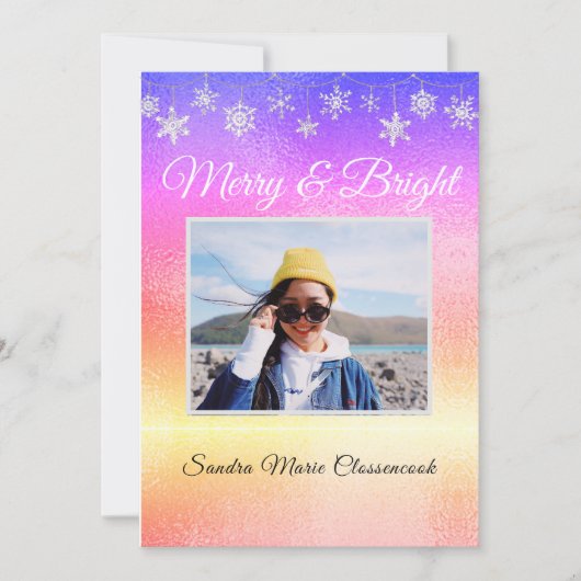 モダンミニマルシンプルMetalic Rainbow Chrimas 案内状 (正面)