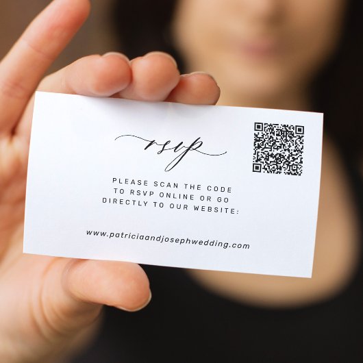 モダンミニマルシンプルQRコード結婚式RSVP エンクロージャーカード
