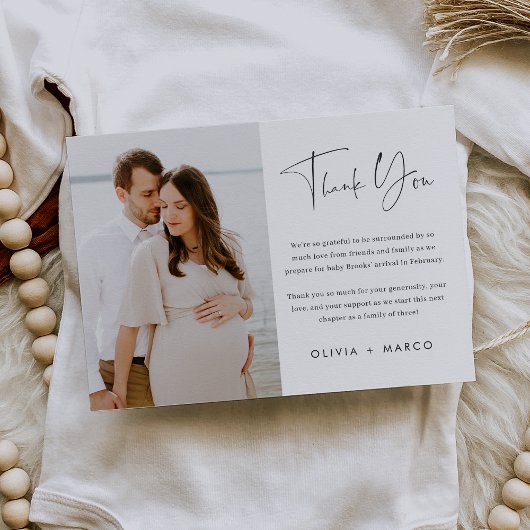 モダンミニマルスクリプトフォトフラット サンキューカード