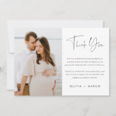 モダンミニマルスクリプト写真フラット サンキューカード (正面)