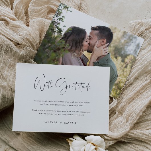 モダンミニマルスクリプト写真フラット サンキューカード