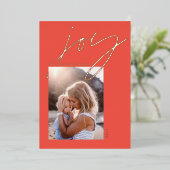 モダンミニマルスクリプトjoy 1フォトレッドエレガント1 箔シーズンカード (立ち正面)