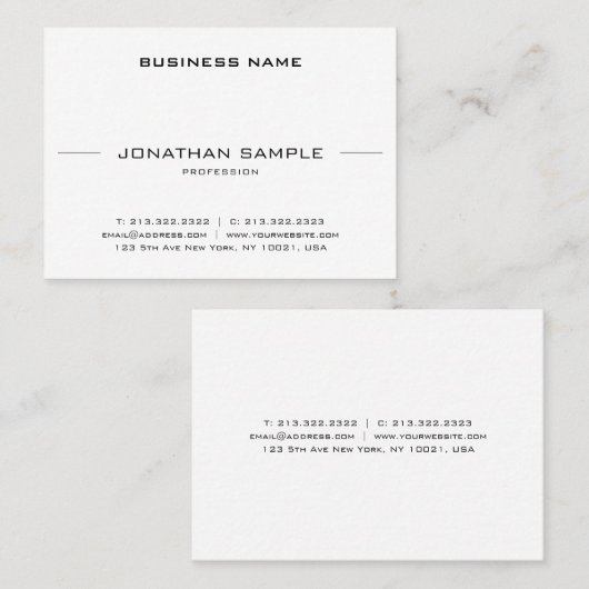 モダンミニマルスタイリッシュお洒落優美な平野 名刺 (正面/裏面)