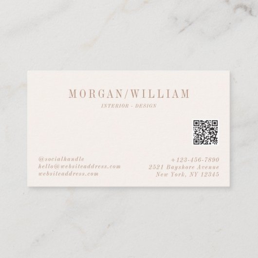モダンミニマルスタイリッシュカスタム写真とQRコード 名刺 (裏面)