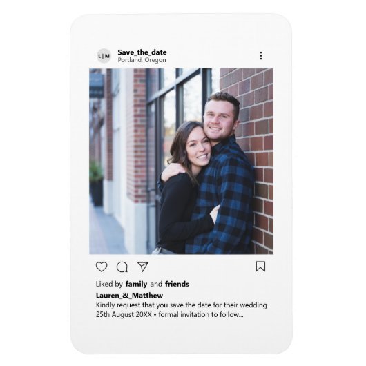 モダンミニマルスタイリッシュカスタムPhoto Instagram マグネット (縦)