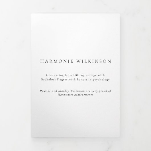 モダンミニマルスタイリッシュ写真大学 三つ折り招待状 (カバー)