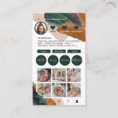 モダンミニマルスタイリッシュ数々の写真QRコード緑 名刺 (正面)