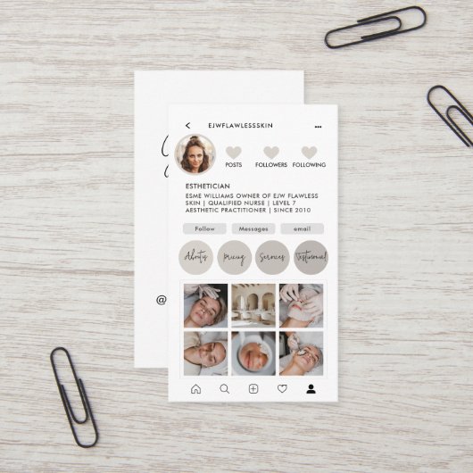 モダンミニマルスタイリッシュ数々の写真QRコード 名刺 (正面/裏面インサイチュ)