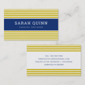 モダンミニマルストライプシ・ネイビー・ホワイト型 名刺 (正面/裏面)