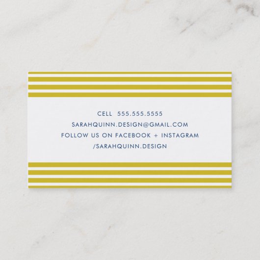 モダンミニマルストライプシ・ネイビー・ホワイト型 名刺 (裏面)