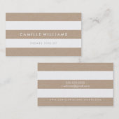 モダンミニマルストライプ模型天然クラフト白 名刺 (正面/裏面)