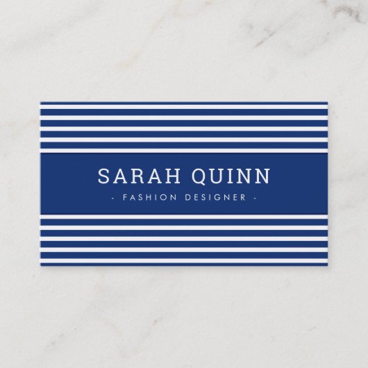 モダンミニマルストライプ濃紺 名刺 (正面)