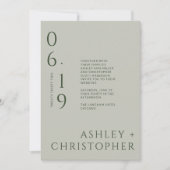 モダンミニマルセージ&モス分割日結婚付 招待状 (正面)