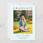 モダンミニマルソフトブルー写真卒業 招待状 (正面)