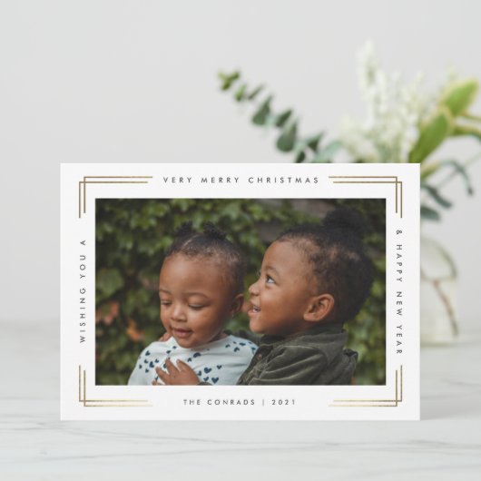 モダンミニマルタイプのフォトクリスマス シーズンカード (スタンド正面)