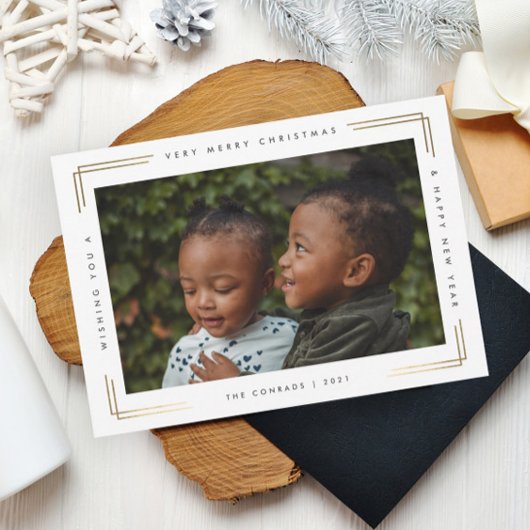 モダンミニマルタイプのフォトクリスマス シーズンカード