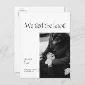 モダンミニマルタイポグラフィたった今結婚しました 案内ポストカード (正面/裏面)