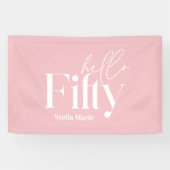 モダンミニマルタイポグラフィガーリーピンク50歳 横断幕 (横)