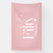 モダンミニマルタイポグラフィガーリーピンク50歳 横断幕 (縦)