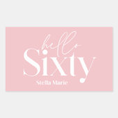 モダンミニマルタイポグラフィガーリーピンク60歳 長方形シール (正面)