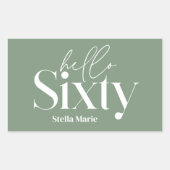 モダンミニマルタイポグラフィセージ緑60歳の誕生日 長方形シール (正面)