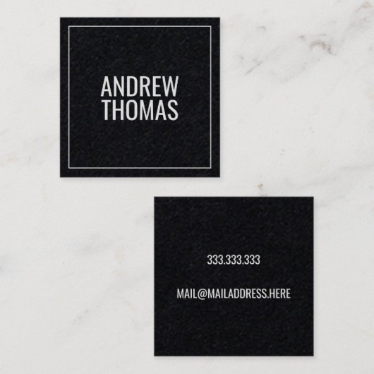 モダンミニマルタイポグラフィブラック紙スクエア スクエア名刺 (正面/裏面)