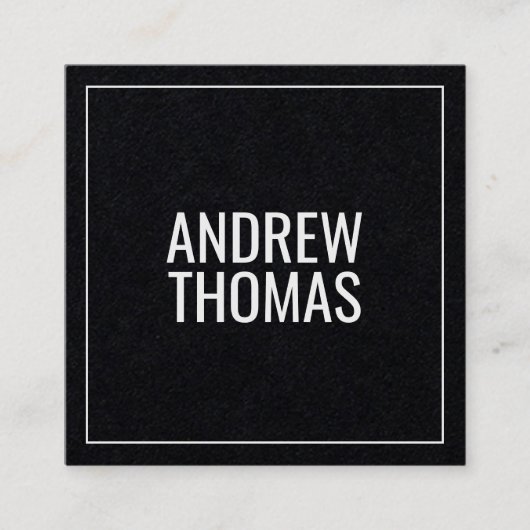 モダンミニマルタイポグラフィブラック紙スクエア スクエア名刺 (正面)