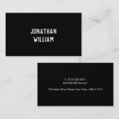 モダンミニマルタイポグラフィブラック紙 名刺 (正面/裏面)