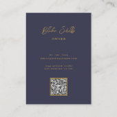 モダンミニマルタイポグラフィブルー&金ゴールド 名刺 (裏面)