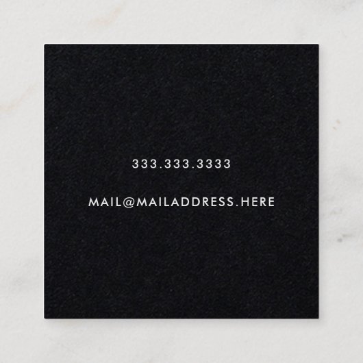 モダンミニマルタイポグラフィブ無地のラック紙 スクエア名刺 (裏面)