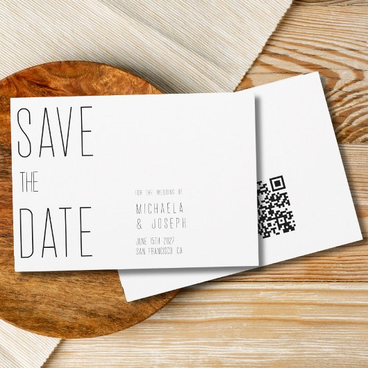 モダンミニマルタイポグラフィーの結婚式Save the Date 招待状